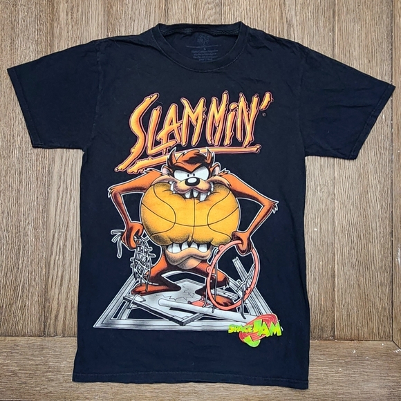 Space Jam Ladies Taz Slammin' Black Short Sleeve Tee T Shirt Size Small - Picture 6 of 6